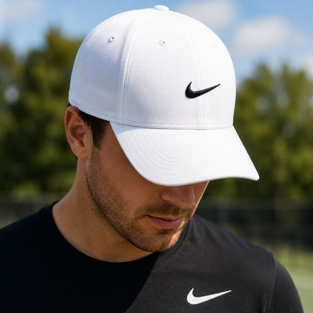 Nike Hat Baseball Mens L XL White Dri FIT Club Cap Snapback Moisture Wicking